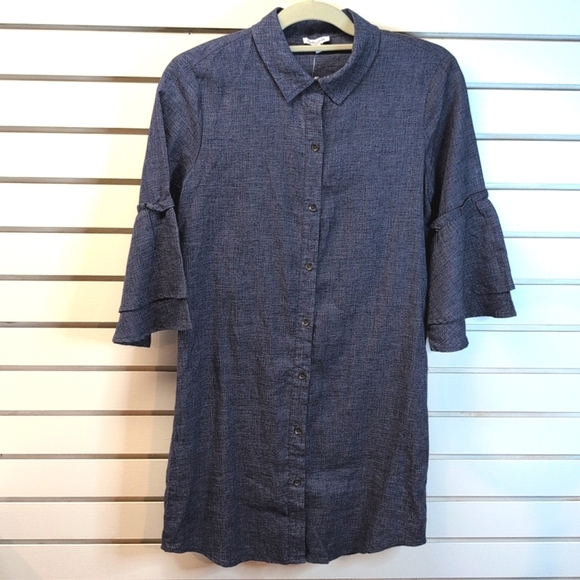 NWT Splendid Blue Chambray Ruffle Sleeve Shirtdress size XS - Picture 4 of 7